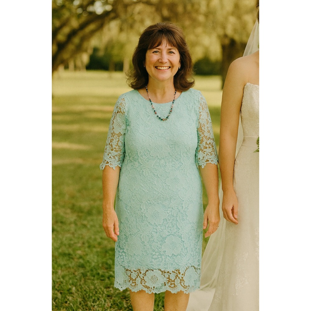 Lace Dress Aqua Blue Floral‎ Occasion Party Cocktail Dress Plus Necklace